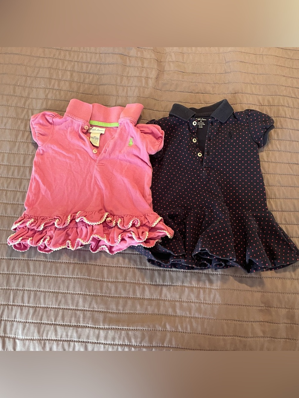 Ralph Lauren Baby Girl Polo Dress Lot Pink Navy 6M 2 Pieces